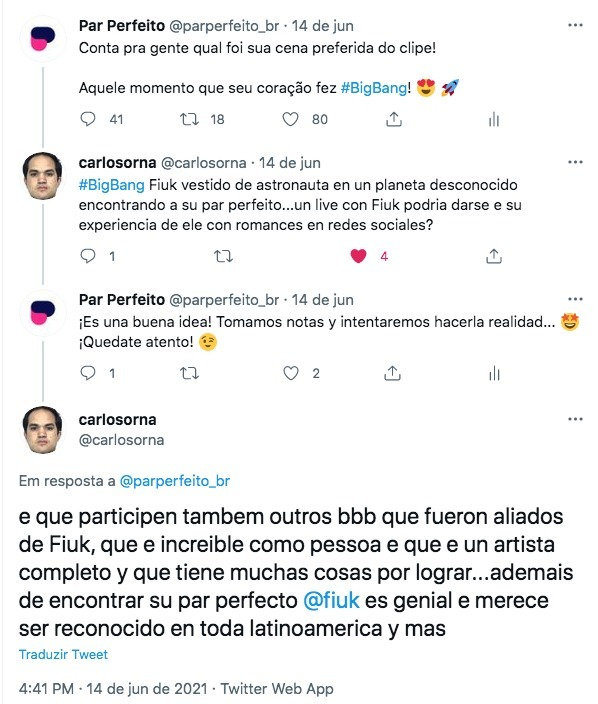 Par Perfeito conversa em espanhol com fã do Fiuk