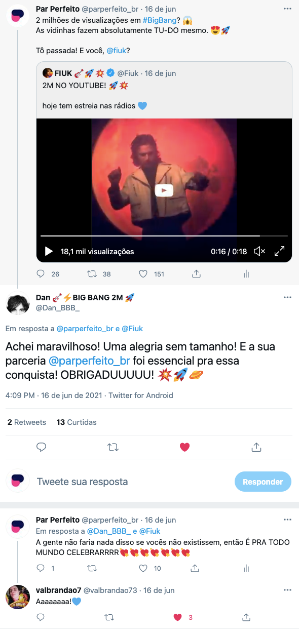 Par Perfeito encaminha tuíte do Fiuk e conversa com os fãs